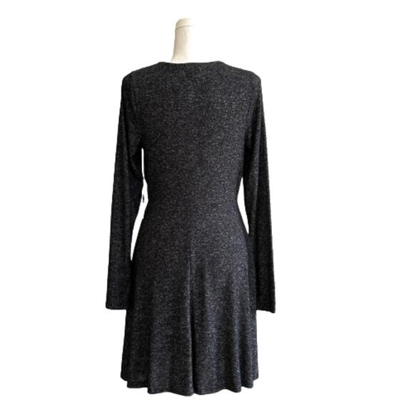 Express Dress Charcoal Gray Jersey Long Sleeve Surplice V- Neck Dress Medium NEW - Picture 5 of 11